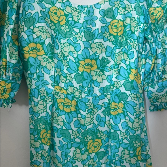 Rixo Silk Long Floral Teal Dress Size XS - Picture 6 of 7